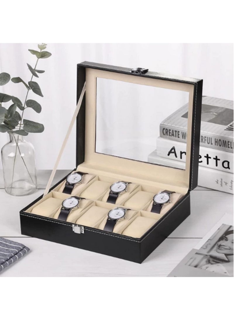10 Grids Leather Watch Box Display Box Jewelry Storage Bag Slots Wrist Watch Display Case Storage Holder - Image 4
