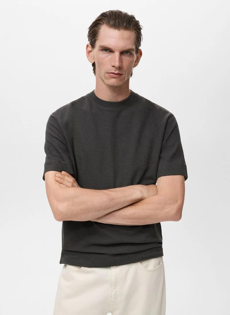 مانجو Textured Cotton T-Shirt
