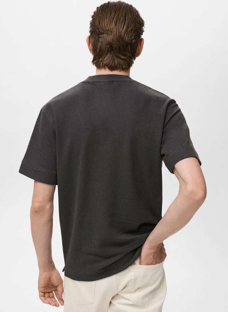 Mango Man Textured Cotton T-Shirt