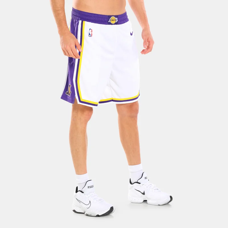 Nike White Men's NBA Los Angeles Lakers Swingman Basketball Shorts for Men | Best Price UAE