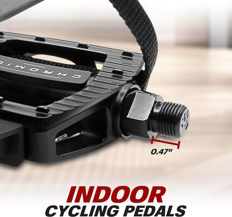 BV Bike Pedals Shimano SPD/Look Delta Compatible 9/16'' with Toe Clips - Peloton Pedals for Regular Shoes - Toe Cages for Peloton Bike - Exercise Bike Pedals - Universal Fit Bicycle Pedal - Image 2