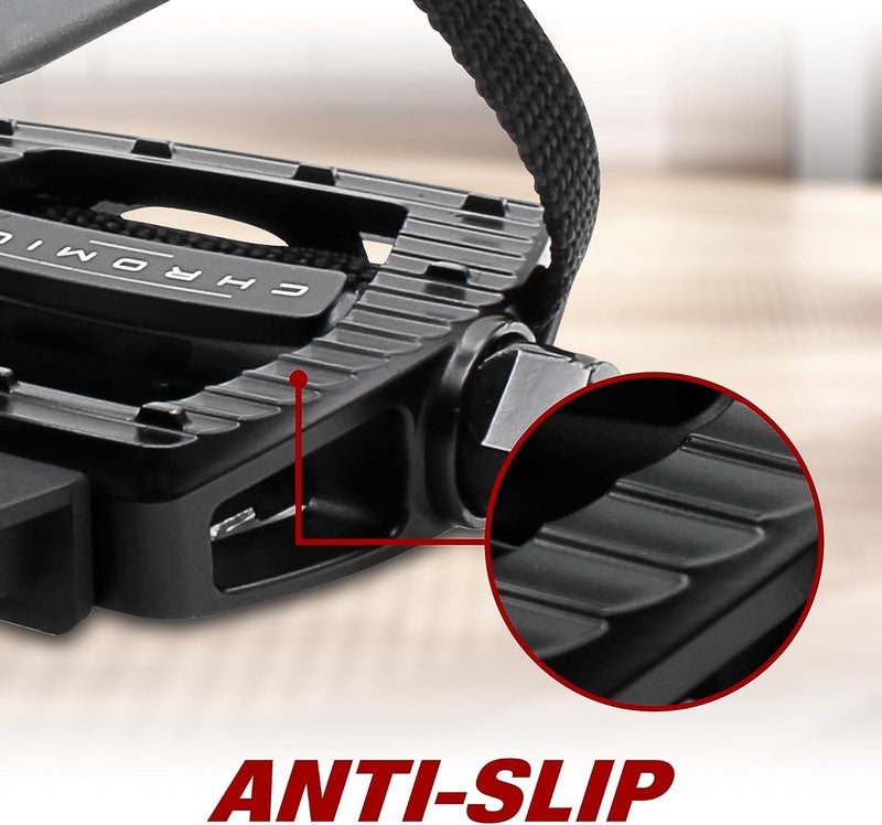 BV Bike Pedals Shimano SPD/Look Delta Compatible 9/16'' with Toe Clips - Peloton Pedals for Regular Shoes - Toe Cages for Peloton Bike - Exercise Bike Pedals - Universal Fit Bicycle Pedal - Image 3