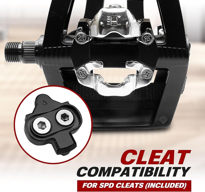 BV Bike Pedals Shimano SPD/Look Delta Compatible 9/16'' with Toe Clips - Peloton Pedals for Regular Shoes - Toe Cages for Peloton Bike - Exercise Bike Pedals - Universal Fit Bicycle Pedal - Image 4