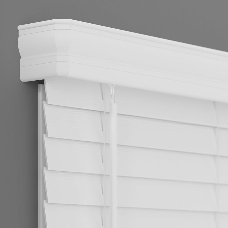 Lumino 2" Cordless Faux Wood Blinds – 31.5"W x 36"L - White, Room Darkening Window Blinds for Indoor Windows, Custom Size Faux Wood Plantation Blinds with Classic Valance, Inside Mount, Easy Install - Image 1