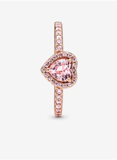 Pandora Violet Pandora Timeless 14k Rose Gold Plating Sparkling Elevated Heart Ring for Women 188421C04  - Image 4