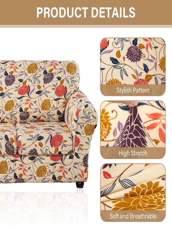 Lamberia Printed Sofa Cover High Stretch Sofa Slipcovers 2 Piece Armchair Slipcover with One Separate Cushion Cover Elastic Bottom Floral Pattern (Vine Flower, Armchair) - Image 3