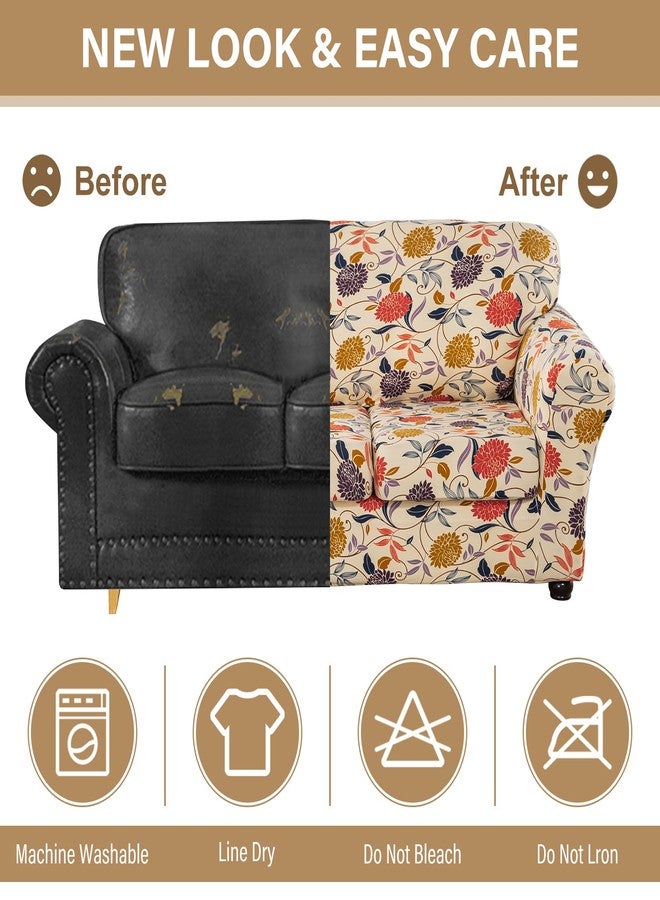 Lamberia Printed Sofa Cover High Stretch Sofa Slipcovers 2 Piece Armchair Slipcover with One Separate Cushion Cover Elastic Bottom Floral Pattern (Vine Flower, Armchair) - Image 5
