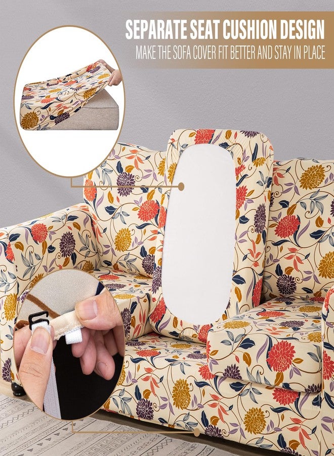 Lamberia Printed Sofa Cover High Stretch Sofa Slipcovers 2 Piece Armchair Slipcover with One Separate Cushion Cover Elastic Bottom Floral Pattern (Vine Flower, Armchair) - Image 4