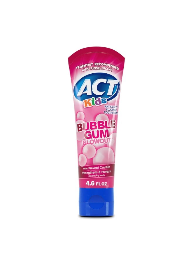 ACT Kids Anticavity Fluoride Toothpaste 4.6 oz. Bubble Gum Blowout