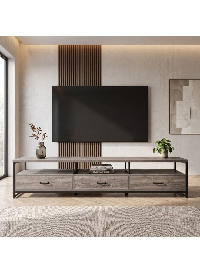AL Hadaya Mall Two-Tier Wood Plasma Table with 3 Drawers - Grey - 200x40x42cm - Image 1