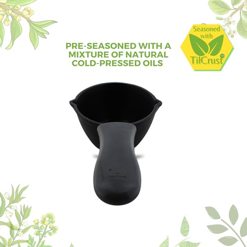 TRILONIUM Cast Iron Tadka Pan | Tempering Pan | Triple-Seasoned | Dia 11 cms | Depth 6 cms | Weight 800 GMS | with Heat Proof Silicone Sleeve - Image 5