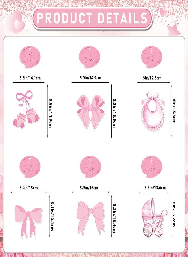 MZ.ogm Pink Bow Welcome Baby Banner With Haning Swirls, Bow Baby Girl Banner, Pink Bow Baby Shower Decorations, Welcome Baby Girl Decorations for Girls Gender Reveal Party Photo Props - Image 2