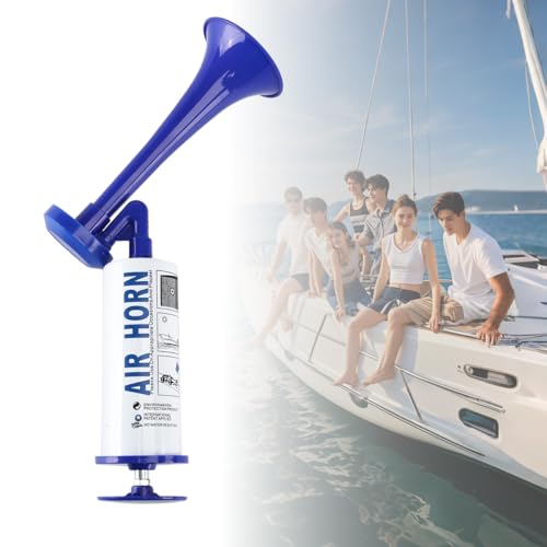 AOLIHAN Pump Air Horn for Safety Airhorns Horn Loud Hand-held Air Horn for Boat Aluminum+ABS Loud Noise Makers for Sporting Events Graduation Parties Aggressive Animals etc. (Handheld Air horn blue) - Image 3