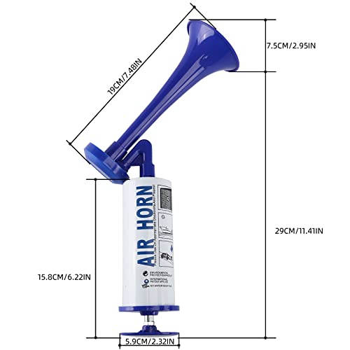 AOLIHAN Pump Air Horn for Safety Airhorns Horn Loud Hand-held Air Horn for Boat Aluminum+ABS Loud Noise Makers for Sporting Events Graduation Parties Aggressive Animals etc. (Handheld Air horn blue) - Image 5