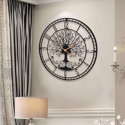 Dankeit Tree of Life Wall Clock, 24inch Black Metal Wall Clock, Silent Quartz Movement, Modern Home Decor - Image 5