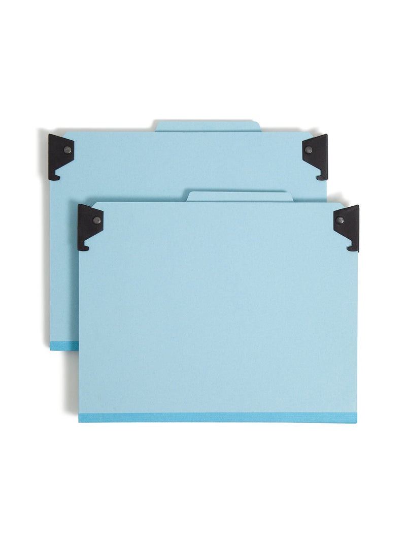 Smead FasTab Hanging Pressboard Classification Folder with SafeSHIELD Fasteners, 1 Divider, 2/5-Cut Built-in Tab, Letter Size, Blue, 10 per Box (65105) - Image 1
