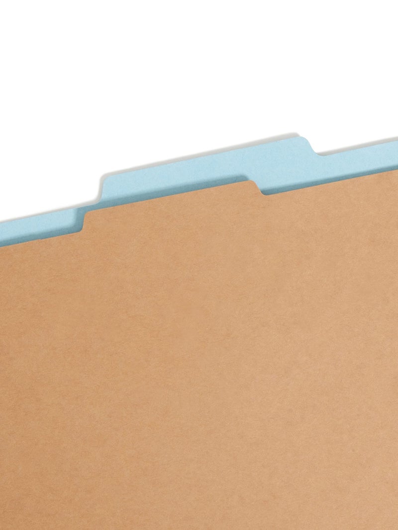 Smead FasTab Hanging Pressboard Classification Folder with SafeSHIELD Fasteners, 1 Divider, 2/5-Cut Built-in Tab, Letter Size, Blue, 10 per Box (65105) - Image 4