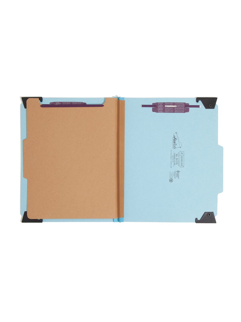 Smead FasTab Hanging Pressboard Classification Folder with SafeSHIELD Fasteners, 1 Divider, 2/5-Cut Built-in Tab, Letter Size, Blue, 10 per Box (65105) - Image 2