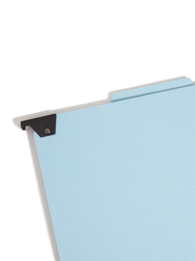 Smead FasTab Hanging Pressboard Classification Folder with SafeSHIELD Fasteners, 1 Divider, 2/5-Cut Built-in Tab, Letter Size, Blue, 10 per Box (65105) - Image 3