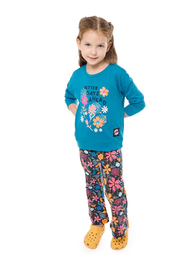 Victor And Jane Girls Multi Floral Print Top and Leggings Set - Image 2