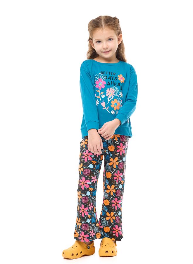Victor And Jane Girls Multi Floral Print Top and Leggings Set - Image 1