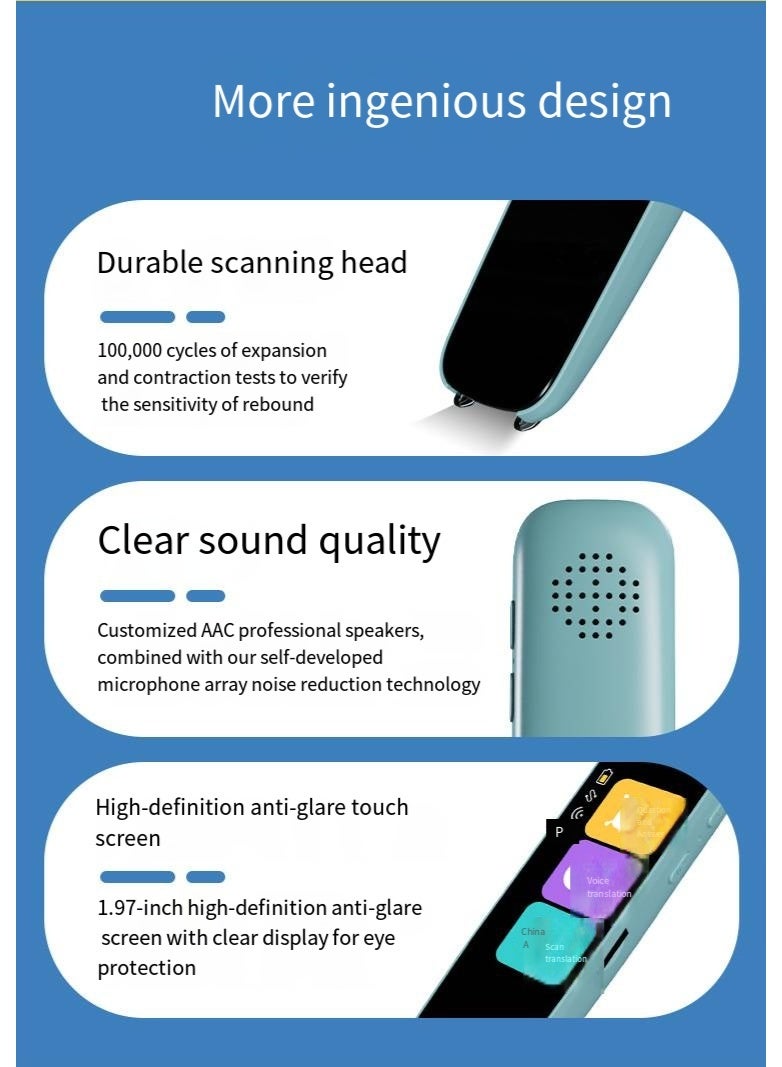 general Translation Scanning Pen, Text to Speech Device for Dyslexia, Real-time Multifunctional Pen Scanner with LCD Touchscreen, Support 12 Languages Offline Scanning Translation - Image 3