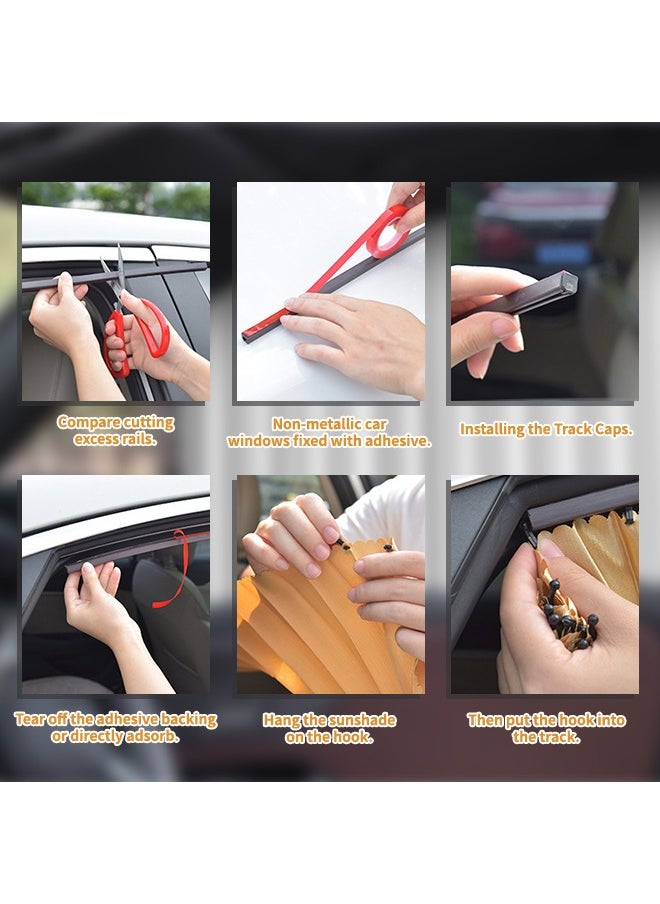 Car Side Window Sun Shades, 4 Pcs Magnetic Car Curtain with Blocks UV Rays, Easy to Install, Foldable for Storage