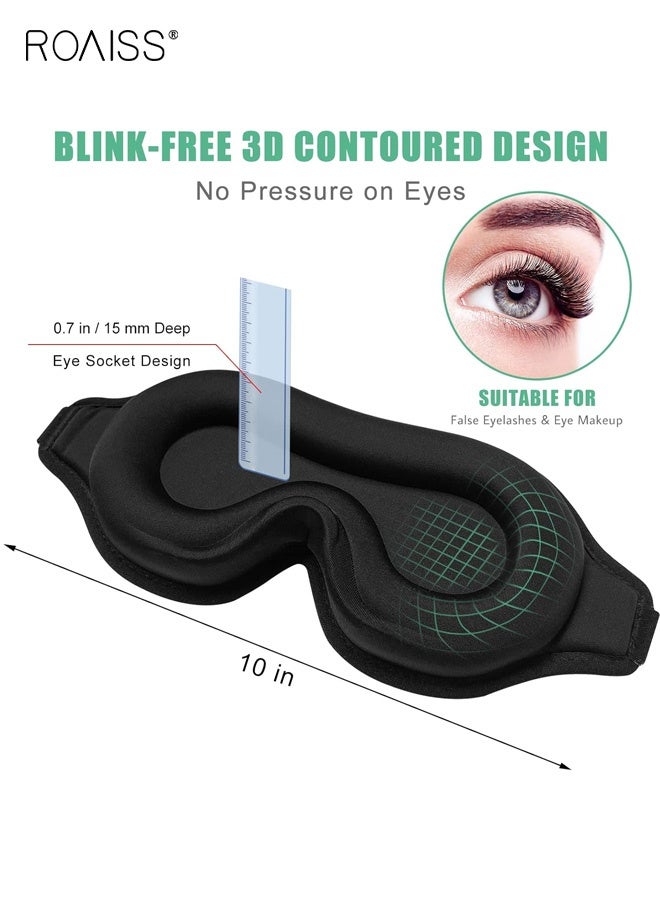 roaiss Adjustable Elastic Sleep Eye Mask, 3D Ice Silk Pressure-Free Light-Blocking Wonder, Cool and Skin-Friendly Design, Relieves Fatigue, Thickened Nose Bridge, Reduces Dark Circles and Protects Makeup for Home and Travel, Black - Image 2