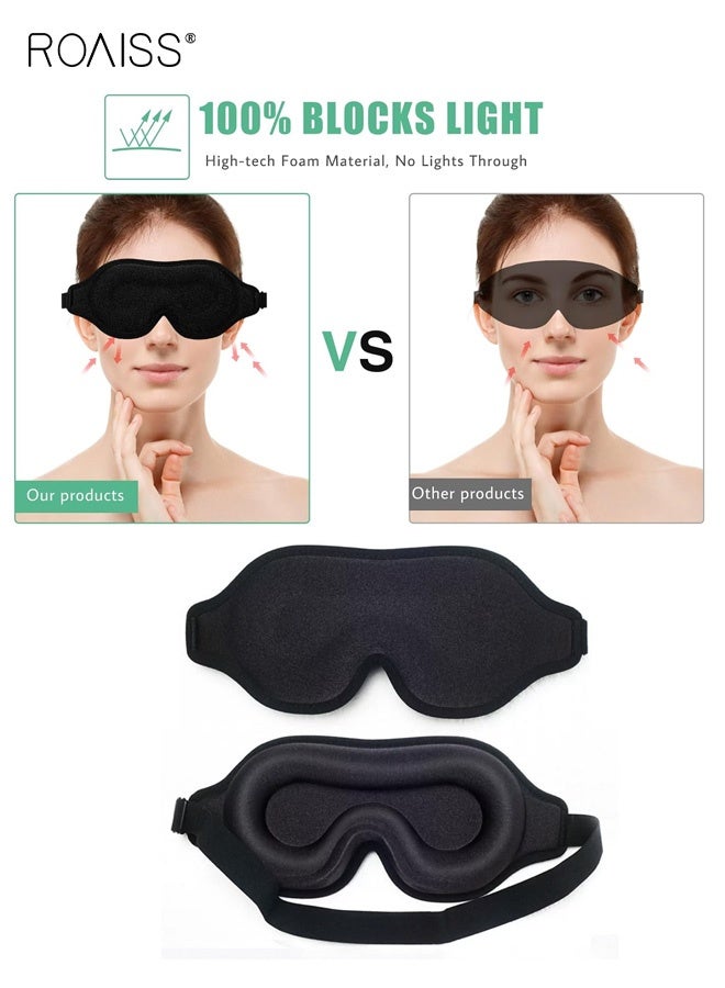 roaiss Adjustable Elastic Sleep Eye Mask, 3D Ice Silk Pressure-Free Light-Blocking Wonder, Cool and Skin-Friendly Design, Relieves Fatigue, Thickened Nose Bridge, Reduces Dark Circles and Protects Makeup for Home and Travel, Black - Image 3