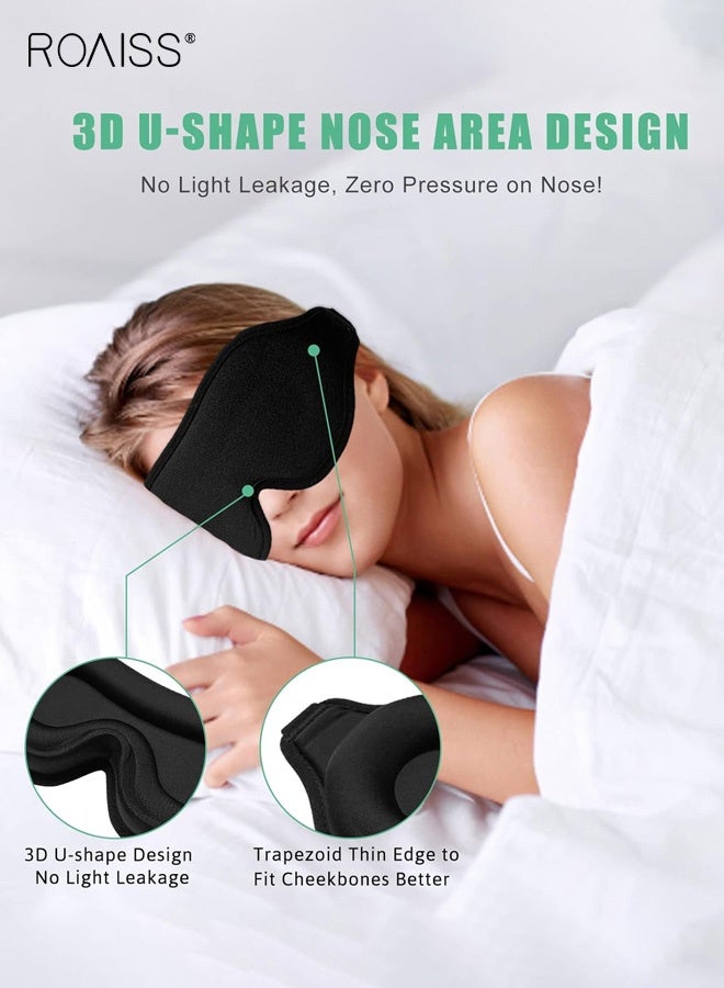 roaiss Adjustable Elastic Sleep Eye Mask, 3D Ice Silk Pressure-Free Light-Blocking Wonder, Cool and Skin-Friendly Design, Relieves Fatigue, Thickened Nose Bridge, Reduces Dark Circles and Protects Makeup for Home and Travel, Black - Image 5