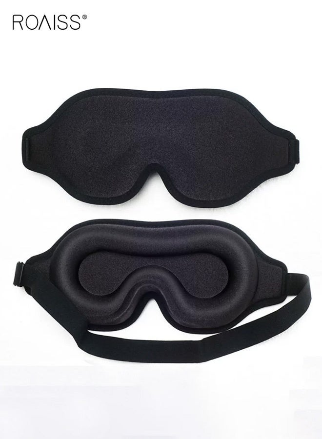 roaiss Adjustable Elastic Sleep Eye Mask, 3D Ice Silk Pressure-Free Light-Blocking Wonder, Cool and Skin-Friendly Design, Relieves Fatigue, Thickened Nose Bridge, Reduces Dark Circles and Protects Makeup for Home and Travel, Black - Image 1