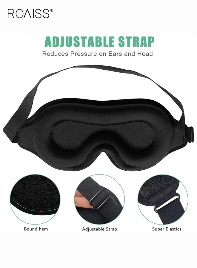 roaiss Adjustable Elastic Sleep Eye Mask, 3D Ice Silk Pressure-Free Light-Blocking Wonder, Cool and Skin-Friendly Design, Relieves Fatigue, Thickened Nose Bridge, Reduces Dark Circles and Protects Makeup for Home and Travel, Black - Image 4