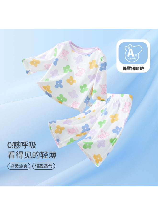peppa Pig Summer Lightweight Breathable Girls' Pure Cotton Skin-friendly Pajama Set - Image 2