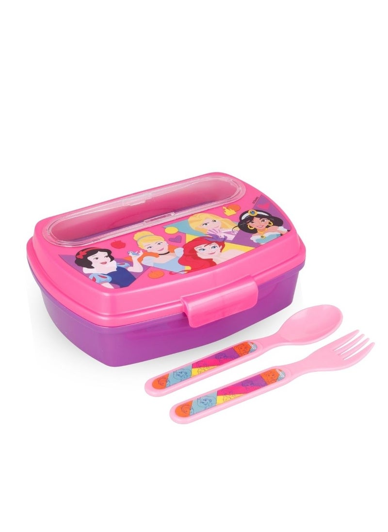 STOR STOR FUNNY SANDWICH BOX WITHCUTLERY DISNEY PRINCESS BRIGHT & BOLD  - Image 1
