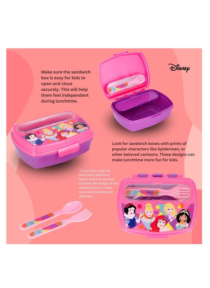 STOR STOR FUNNY SANDWICH BOX WITHCUTLERY DISNEY PRINCESS BRIGHT & BOLD  - Image 5