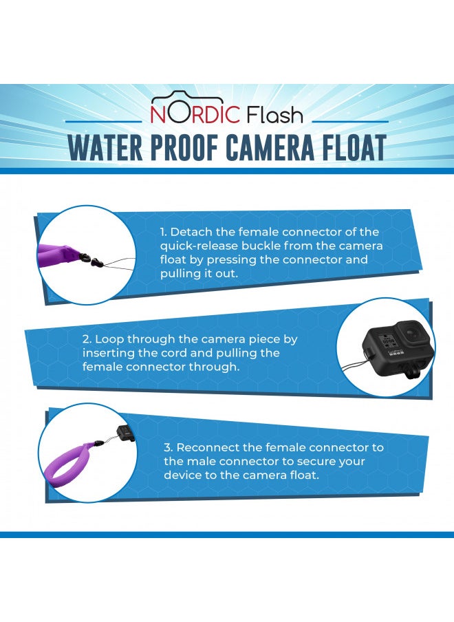Nordic Flash - Nordic Flash Waterproof Camera Float (2-pack) Floating Strap for Underwater GoPro, Panasonic Lumix, Nikon AW110, etc. - Image 1