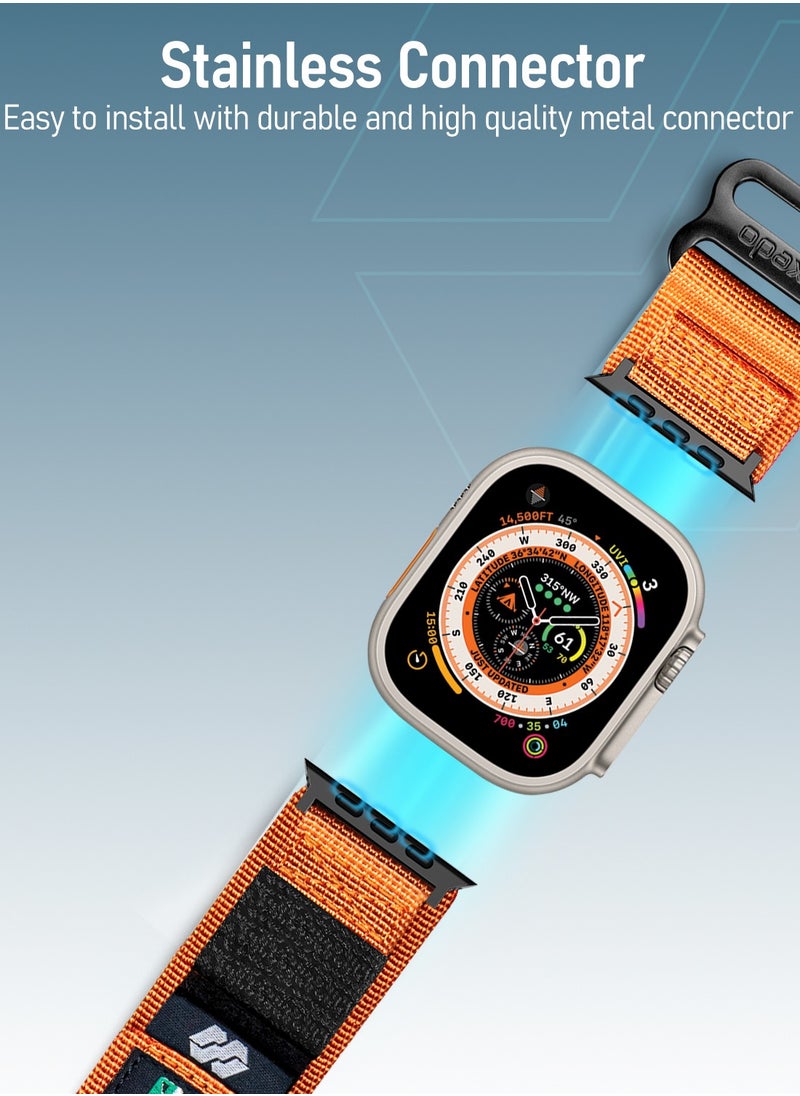 Moxedo Moxedo MX23 Rugged Strap Breathable Nylon Braided Sports Band Compatible with Apple Watch Band Series 8/7/6/5/4/3/2/1/SE Ultra Woven Loop Design for 44mm/45mm/49mm UAE Edition - Orange  - Image 4