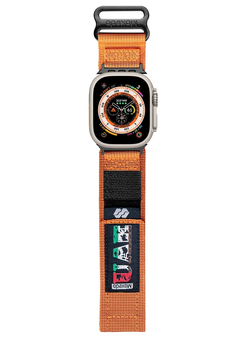 Moxedo Moxedo MX23 Rugged Strap Breathable Nylon Braided Sports Band Compatible with Apple Watch Band Series 8/7/6/5/4/3/2/1/SE Ultra Woven Loop Design for 44mm/45mm/49mm UAE Edition - Orange  - Image 1