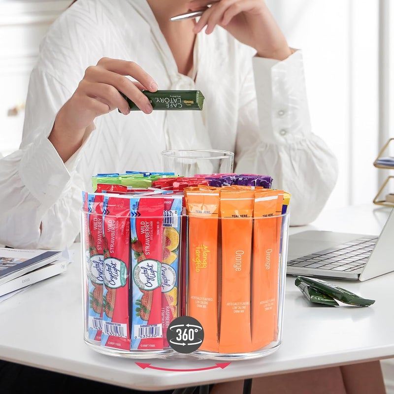 HALAGAS Drink Packet Organizer for Powdered Drink Mix,Powder Packet,Water Packet,Water Flavor Packet,Lazy Susan Organizer for Drink Mix Rotating Holder for Drink Mix Necessities (Flower) - Image 4