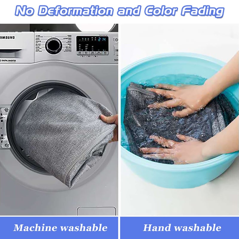 Besslly 2Pack 105L Extra Large Storage Bags, Folding Moving Comforter Blanket Storage Bags Closet Organizers and Storage Containers for Clothes with Strong Handles&Zippers Clear Window for Bedding Pillow Grey - Image 5