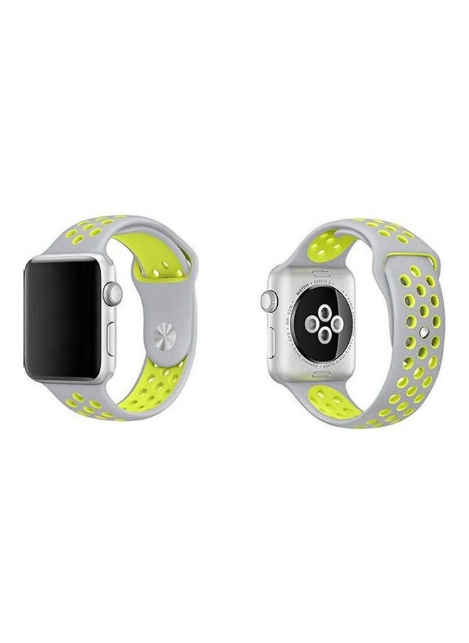 NIBEMINENT - Sport Edition Nike Rubber Strap For Apple Watch Band Silicone Wristband White / Lemon - Image 1