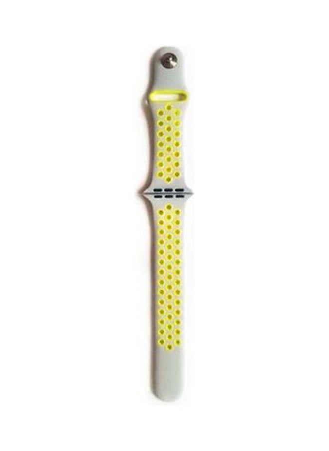 NIBEMINENT - Sport Edition Nike Rubber Strap For Apple Watch Band Silicone Wristband White / Lemon - Image 1