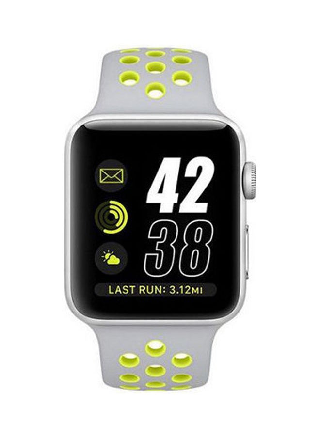 NIBEMINENT - Sport Edition Nike Rubber Strap For Apple Watch Band Silicone Wristband White / Lemon - Image 1