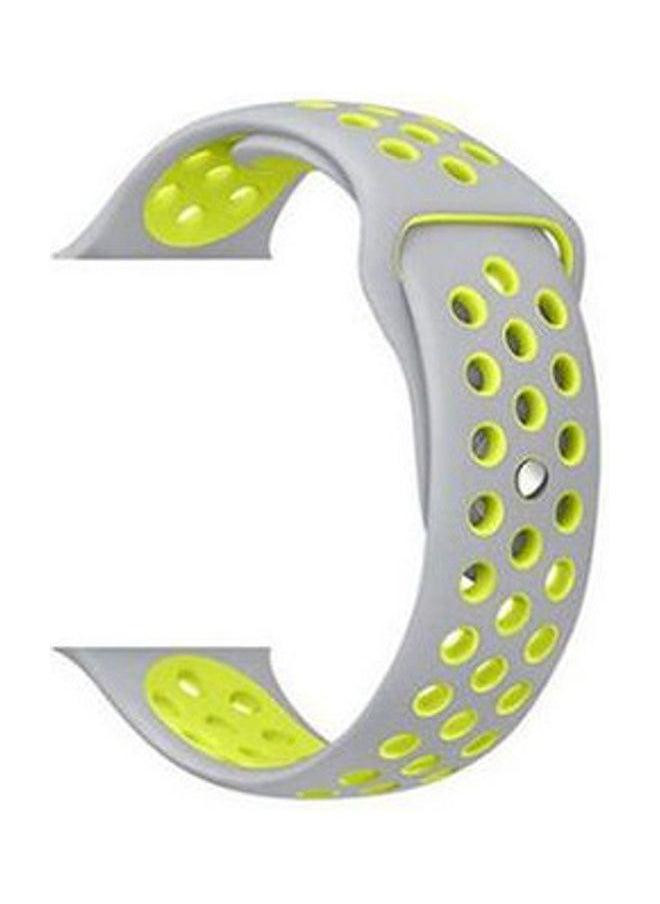 NIBEMINENT - Sport Edition Nike Rubber Strap For Apple Watch Band Silicone Wristband White / Lemon - Image 1