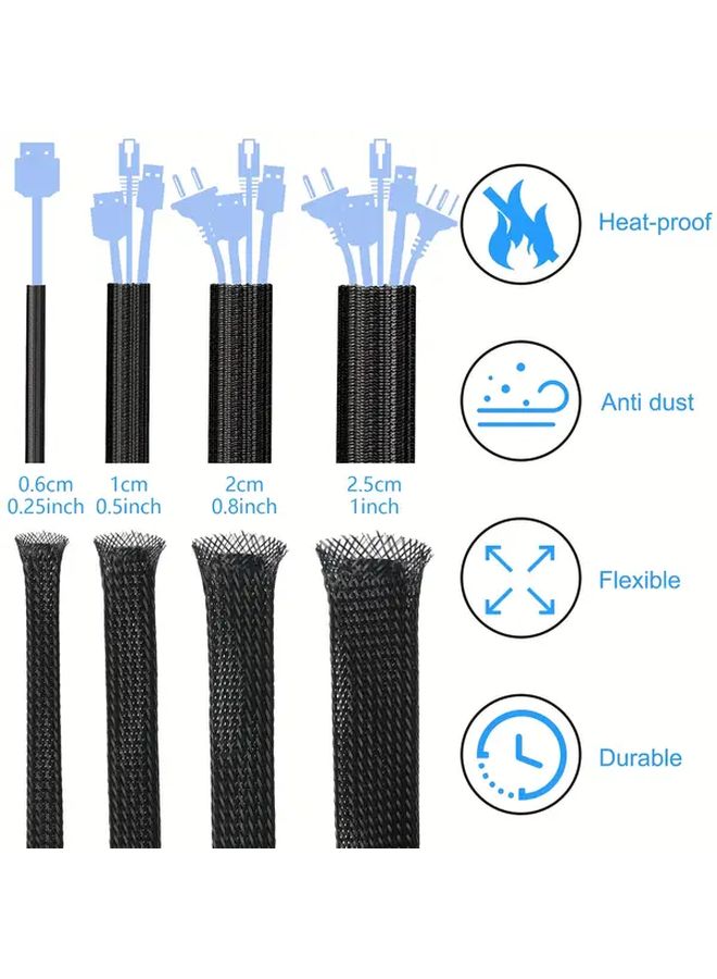 3M Nylon Flame Retardant Telescopic Cable Sleeve 0 98inch 118 11inch Automotive Cord Protector - Image 2