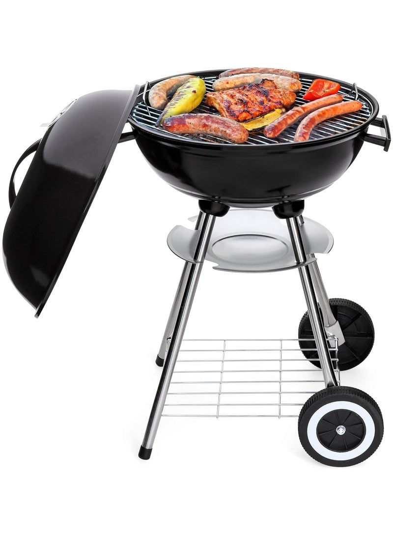 DubaiGallery Products 18-inch Portable Steel Charcoal Barbecue BBQ Grill w/ Heat Control for Patio, Porch, Picnic, Tailgate, Black - Image 1
