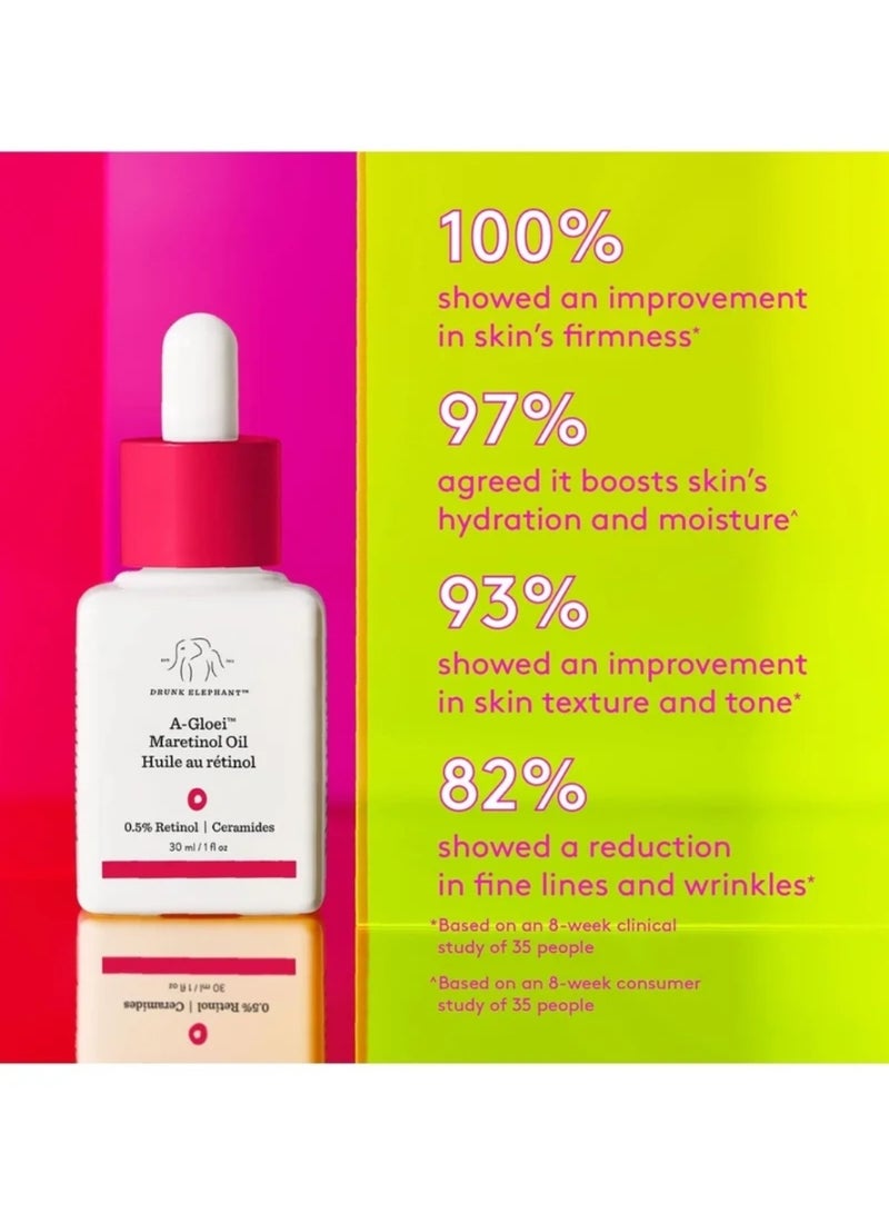 زيت المارولا البكر من Drunk Elephant A-Gloei مع الريتينول. علاج مضاد للتجاعيد لبشرة ذات مظهر شبابي (30 مل / 1 أونصة سائلة) - Image 2