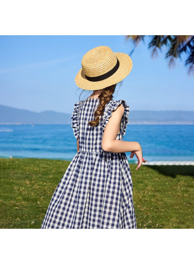 Ask Junior Parent-Child Plaid Dress Summer Children'S Grid Dress Girls' Long Dress Kids' Sleeveless Vest Dress 110 - Image 2