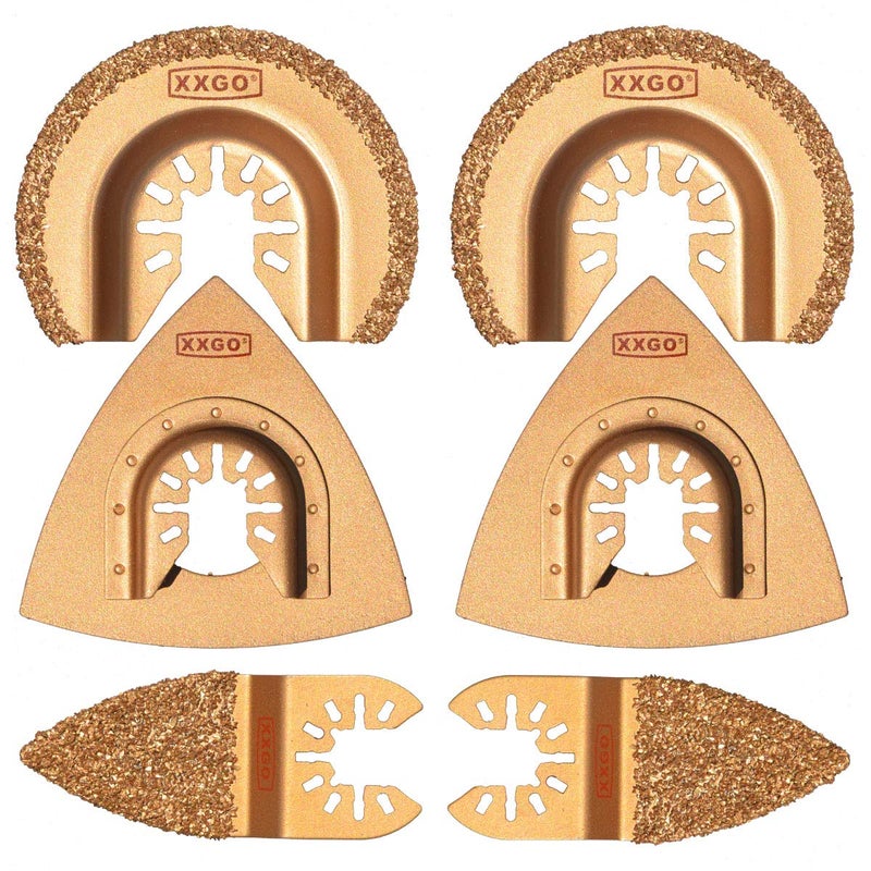 XXGO 6 Pcs Multi Tool Blades Carbide for Grit Grout Removal Compatible with Bosch Chicago Craftsman Dewalt Dremel Fein Genesis Harbor Freight Makita Milwaukee Porter Cable Ridgid Ryobi Rockwell XG8510 - Image 2
