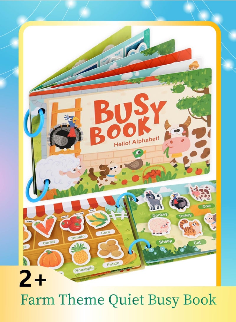 Farm Animal Quiet Book for Toddlers - Reusable Sticker Activity with Pull Tabs & Sensory Play | Montessori Busy Book with Safe Thick Pages | Early Learning Educational Toy - Image 1
